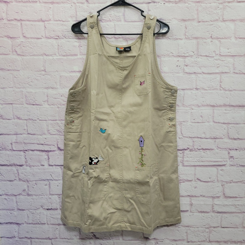 VTG 90s Mickey Unltd Jerry Leigh Jumper Dress XL Overall Embroidered Cottagecore